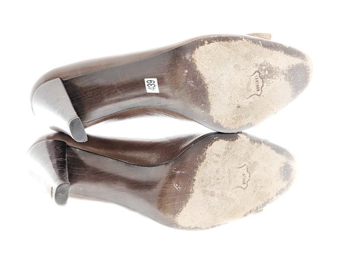 Stuart Weitzman klassische Pumps aus dunkelbraunem Leder Größe 9 M Vintage kubanische Absätze - Bild 13 von 14