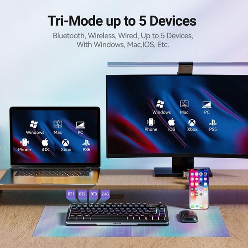 Redragon K708 Pro Wireless Mechanical Keyboard, Gasket RGB Gaming Keyboard wi... - Picture 3 of 9