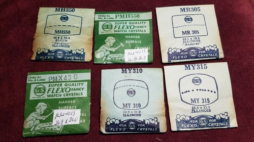 ILLINOIS WATCH CRYSTALS NOS - GS BRAND many varieties - Picture 25 of 72