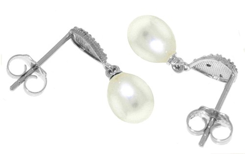 14K. SOLID GOLD EARRINGS WITH DIAMONDS & PEARLS - Picture 15 of 15