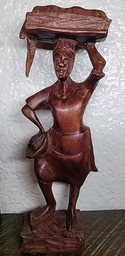 Vintage haitianische/afrikanische Kunst handgeschnitzt Holz Mann & Frau Skulpturen signiert HEILIG - Bild 2 von 24
