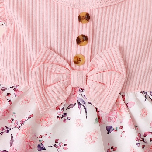 Newborn Baby Girl Floral Ruffle Romper Dress Headband Party Outfits Clothes Set - Picture 5 of 7