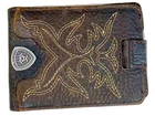Ariat A3510902 Bifold Money Clip Wallet Card Case Stitch Leather Brown RRP$67