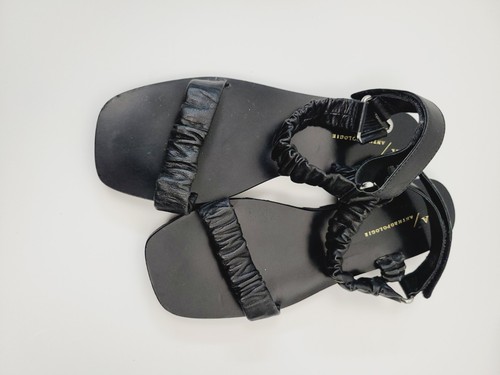 Anthropologie Blavk Woode Soled Sandals Size 39 US 8.5-9 Double Ankle Strap Blk - Picture 8 of 8