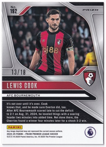 Panini Prizm Premier League 2024-25 Lewis Cook/18 Lotus Flower Prizm - Imagen 2 de 2