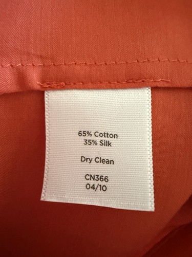 TALBOTS Cotton Silk 14 PETITE Orange Ruffle Trim Top Blouse Women Stylish Cut - Picture 7 of 7