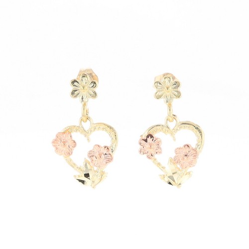 Black Hills Gold Heart & Flower Drop Earrings GV171093