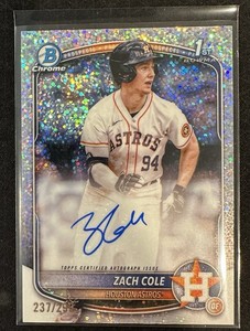 2025 Bowman Chrome Zach Cole 1st Bowman Speckle Autograph /299 RC #CPA-ZC Astros