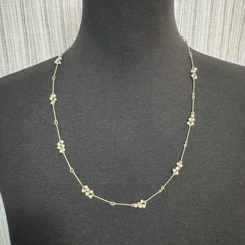 Vintage goldfarbene Kette kleine Kunstperlen Cluster Halskette zierlich 90er Jahre Y2K - Bild 2 von 5