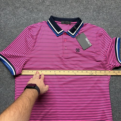 NWT G/Fore Skull & T’s 3D Banded Sleeve Tech Jersey Golf Polo Mens Large Pink - Picture 11 of 11