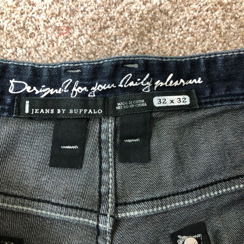 Pantalones de mezclilla Buffalo David Bitton 32x32 para hombre azules rectos elásticos logotipo lavado oscuro - Imagen 7 de 11