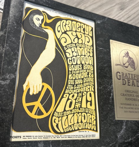 1966 Grateful Dead Original Handbill w/ Art Rock Cert of Authenticity Plaque 60s - Picture 16 of 17