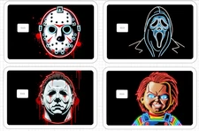 Neon Horror Halloween Killer Credit Debit Card ATM Skin Sticker Jason Michael US