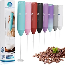 Powerful Milk Frother Handheld Foam Maker, Mini Whisk Drink Mixer for Coffee, Ca