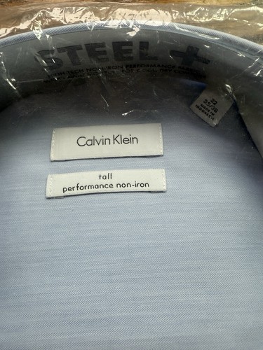 Calvin Klein Button Dress Shirt 5X Large Tall 22 35/36 Light Blue $79.50 New !! - Picture 2 of 4