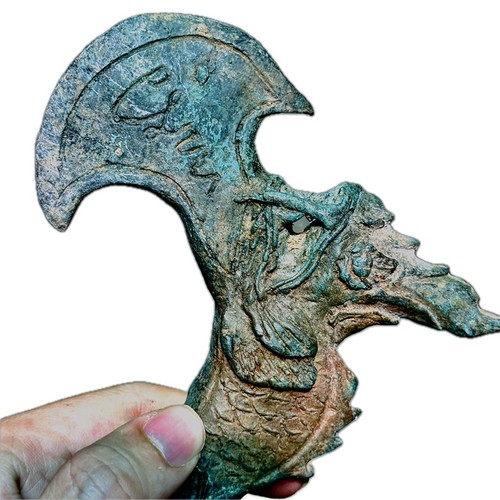 Antique 100y Khmer Deity Weapon Green Axe Deagon Ancient Warrior Angkorwat 18489 - Picture 10 of 18
