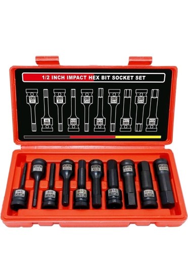 10-Pieces 1/2" Drive Impact Hex Bit Socket Set,Metric Impact Allen Bit Socket...