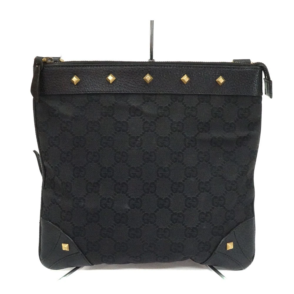 Gucci — Gucci Shoulder Bag 120893 Canvas Black Women's KNB1865 #KNB1865