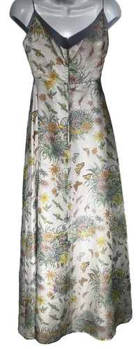 Vintage Y2K Maxi Slip Dress XS Cottagecore Garden Flower Butterfly Fairycore - Picture 3 of 16
