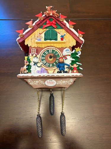 Bradford Exchange Rudolph das Rentier mit der roten Nase Uhr Kuckuck SIEHE BESCHREIBUNG - Bild 1 von 23
