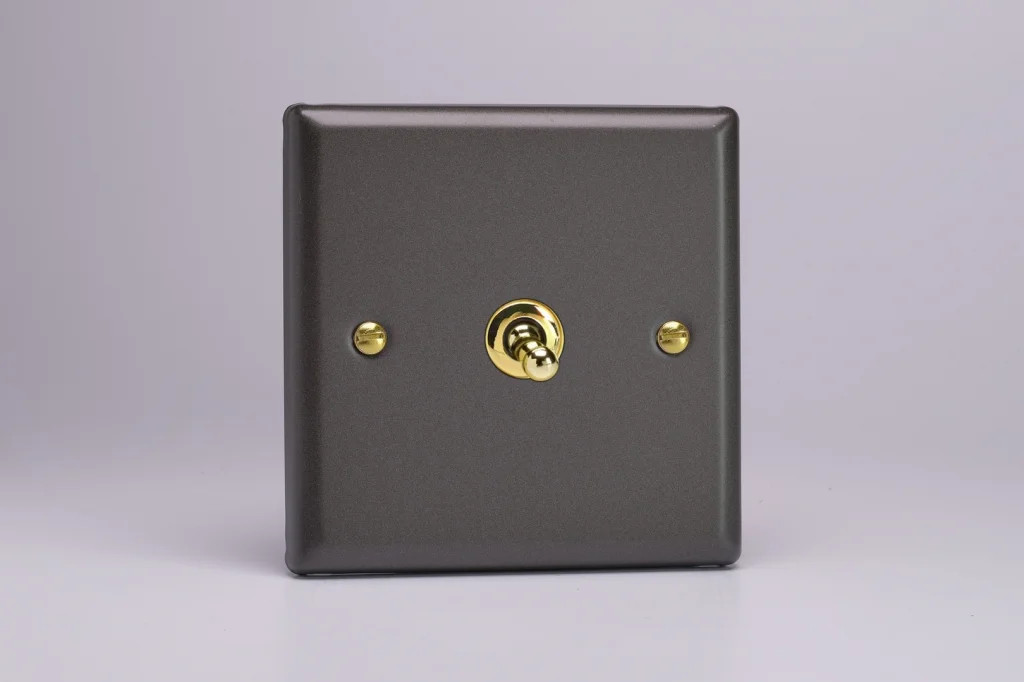 Switch Slate Intermediate Toggle 10A Vogue + Brass Insert Varilight XYT7V.SL