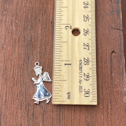 Vintage 925 Sterling Silver "Angel Week 1969" Praying Angel Pendant Charm - Picture 3 of 3