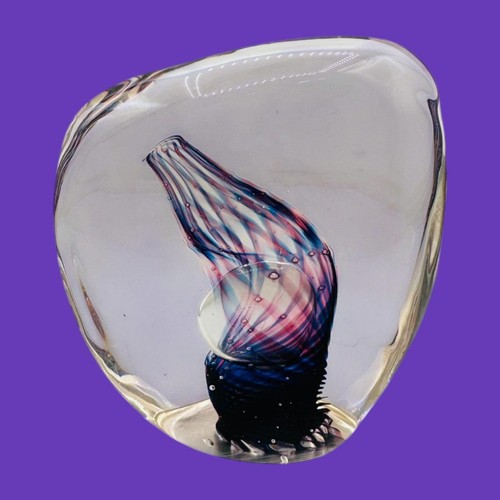 Vintage Unique Purple Art Glass Paperweight – Handblown Decorative Sculpture - Picture 1 of 9
