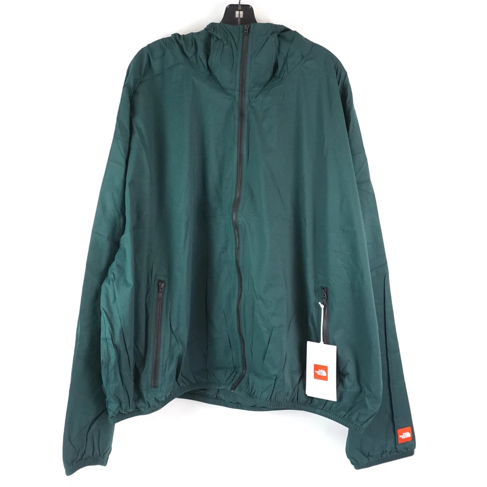 The North Face Packable Hooded Wind Jacket In Hunter Green - Unisex Size 2XL