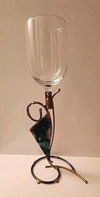 Gary Rosenthal kiddush cup 12''  Dichroic Glass W Brass And Copper