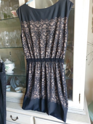 NWT’s Studio M “MIA” black & nude tulle embellished dress Sz L  from Macy's  - Picture 6 of 7