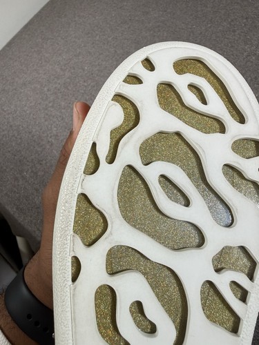 Alexander McQueen Oversized White/Gold Glitter-Sole Sneakers Size 40.5 EU - Picture 9 of 12