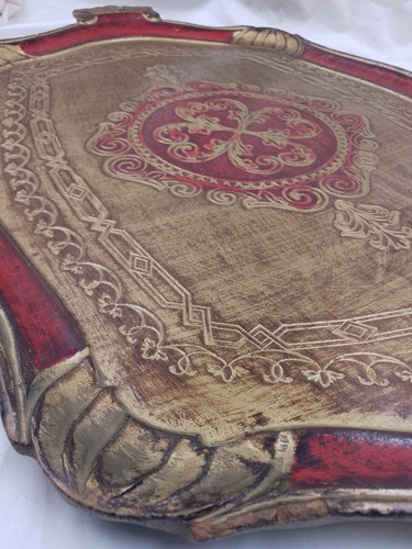 Florentiner Tablet Vintage Holz Rot/ Gold 57 Cm Groß - Bild 8 von 15