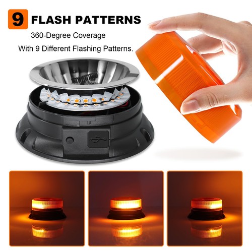 Luz Estroboscópica Inalámbrica Magnética, Luces LED Recargables Impermeable para Tr - Imagen 3 de 7