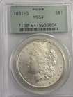 1881-S $1 MS64 OGH Morgan Silver Dollar - Old PCGS Green Holder -Bright White