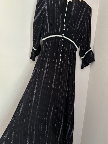 LoveStitch Dress Empire Waist Bohemian Button Front A-Line Maxi, M. Goth, witchy - Picture 2 of 13