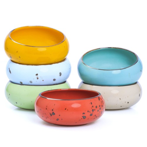 Small Hand Craft Dessert Bowls - 12oz, Set of 6 - Microwave, Oven, Dishwasher...