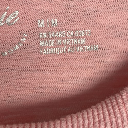 AERIE WOMEN'S M COZY LONG SLEEVE OVERSIZED BOYFRIEND T-SHIRT TEE PINK/PEACH - Picture 9 of 18