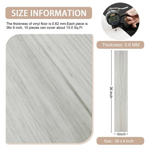 Peel and Stick Bodenfliese, Vinyl Dielenboden, 10er-Pack 15 qm, Naturholz... - Bild 6 von 6