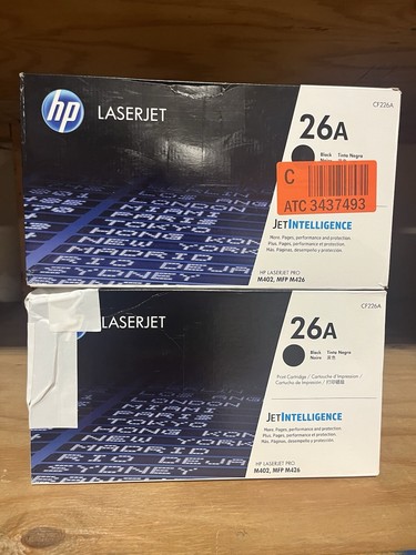 2 LOT NEW GENUINE HP 26A CF226A Black Toner Box Damage CONTENTS SEALED Two Pack! - Zdjęcie 2 z 4
