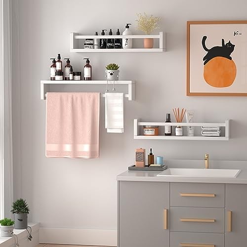 Nursery Floating Shelves for Kids Room, Wall Book Shelves 24inch set 3 White - Picture 7 of 7