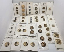 Vintage Goldtone Button Lot Carded JHB International La Mode,Streamline NEW