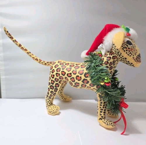 2012 Annalee 7 Zoll Plüschtier Yuletide Leopard sauber ohne Ladenetikett Rarität! Weihnachtssafari - Bild 3 von 13