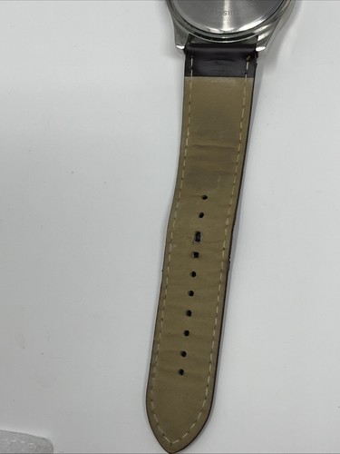 Orologio al Quarzo Folio 42mm Tono Blu/Argento con Cinturino Marrone Ricambi Non Funzionante - Foto 4 di 8