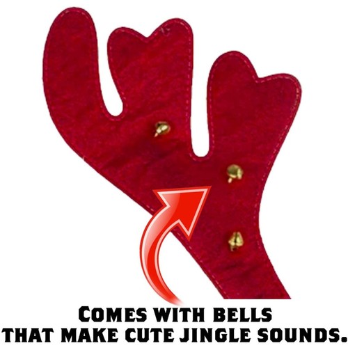 Dog Reindeer Antlers Headband Christmas Costume Outfit For Medium-Large Dogs - Picture 2 of 8