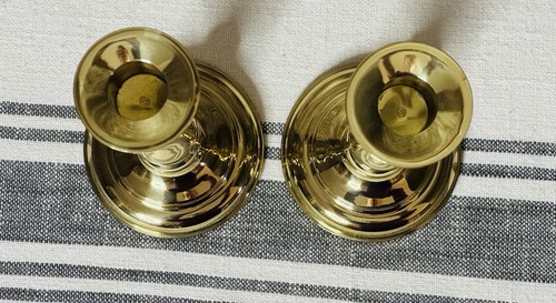 VINTAGE Pair Of Brass Taper Candlesticks Gallery Originals Convertible 7.25" - Picture 4 of 7