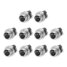 10pcs, DC5521 Power Jack 30V 0.5A 10.8x10.8x24.3mm 3 Pin with Nut Washer Silver