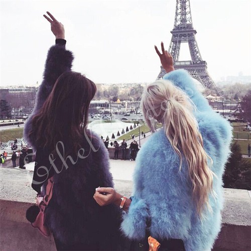 Luxe Ostrich Feather Jacket Women Fluffy Knitted Coat Party Evening Wear Trendy - Picture 2 of 13