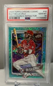2024 Topps Cosmic Chrome Elly De La Cruz Aqua Equinox Refractor /199 (RC) PSA 10