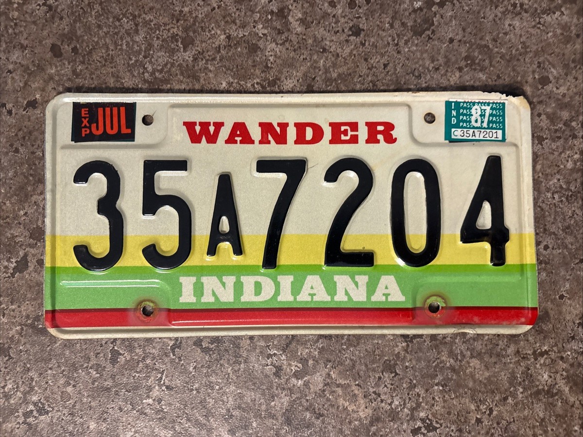 1987 Indiana License Plate Wander # 35 A 7204 Huntington County | eBay
