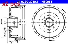X2 PCS REAR BRAKE DRUM SET X2 PCS. 24.0220-3010.1 ATE I